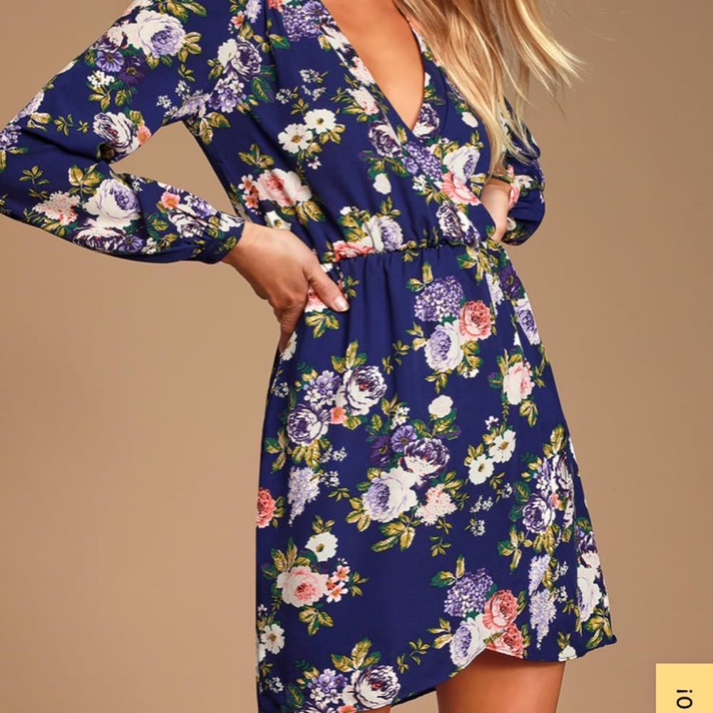 Lulus floral long sleeve dress, size Large